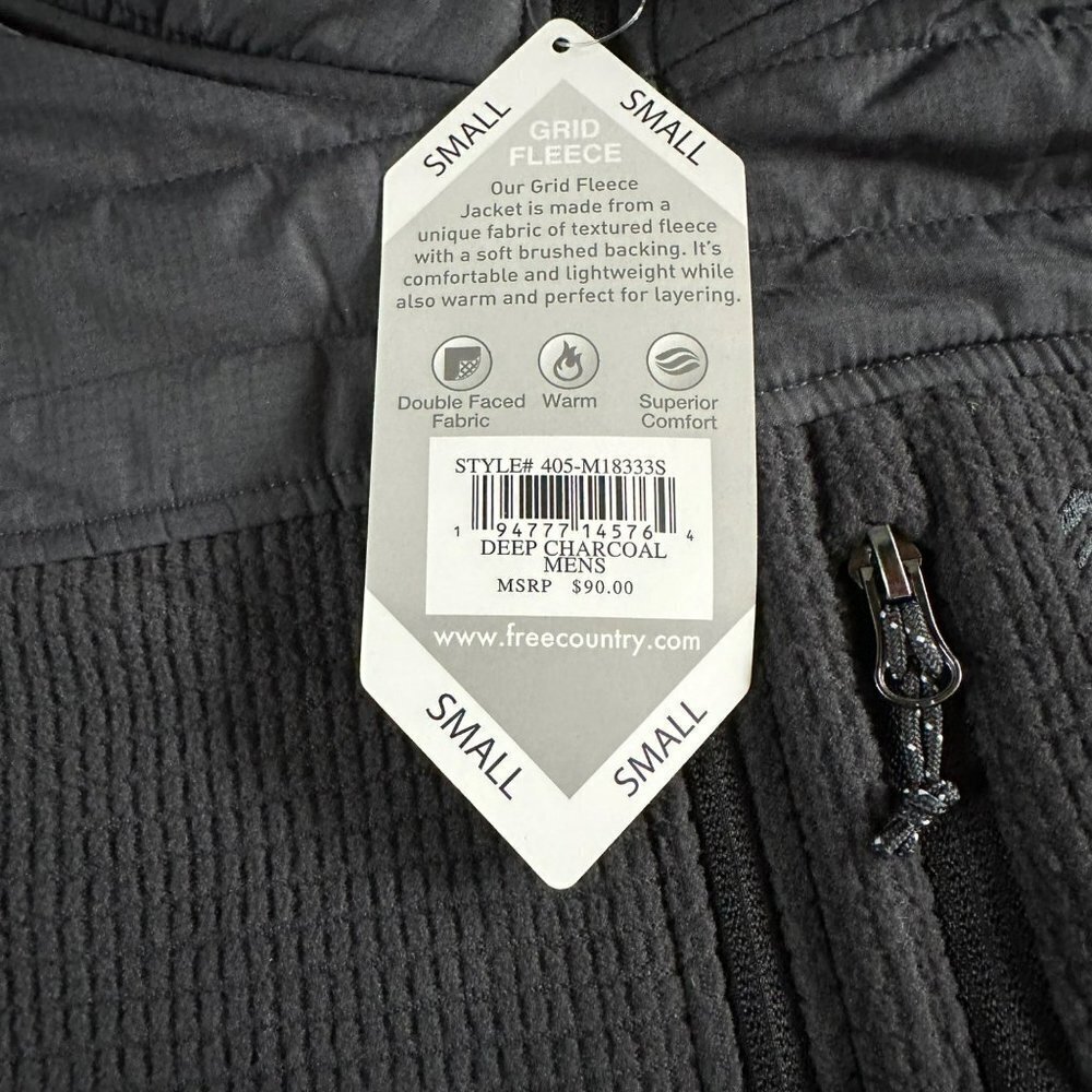 Free Country Dark Grey warm grid fleece zip up jacket men's small - Picture 3 of 8
